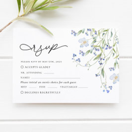 Hochzeit der blauen Wildblume RSVP Karte