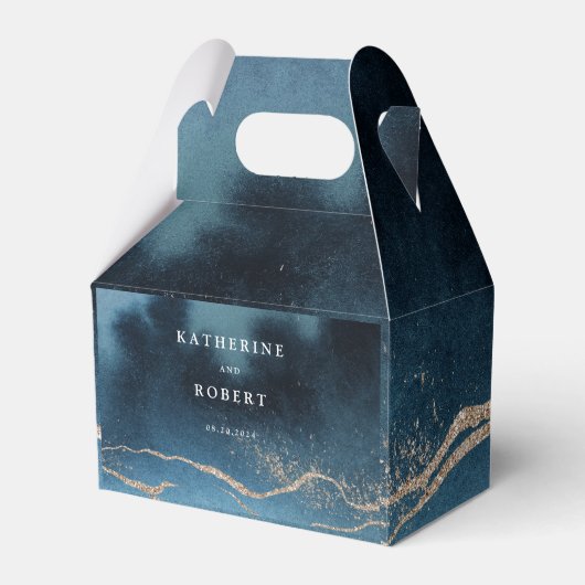 Hochzeit der Blue Night Watercolor Landscape Monog Geschenkschachtel (Vorderseite)