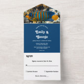 Hochzeit der Blue Underwater Summer Beach Coastal All In One Einladung (Innen Boden)