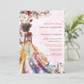 Hochzeit der blühenden schwarzen Braut Einladung (Stehend Vorderseite)