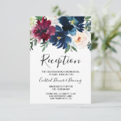 Hochzeit der Blume der Watercolor Burgundy Navy Begleitkarte (Stehend Vorderseite)