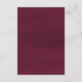 Hochzeit der Blume der Watercolor Burgundy Navy Begleitkarte (Rückseite)