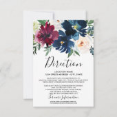 Hochzeit der Blume der Watercolor Burgundy Navy Einladung (Vorderseite)