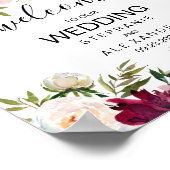 Hochzeit der Blume der Watercolor Burgundy Navy Poster (Ecke)