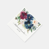 Hochzeit der Blume der Watercolor Burgundy Navy Serviette (Ecke)