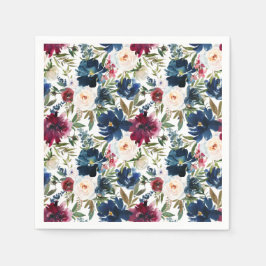 Hochzeit der Blume der Watercolor Burgundy Navy Serviette