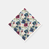 Hochzeit der Blume der Watercolor Burgundy Navy Serviette (Ecke)