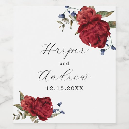 Hochzeit der Blume des Burgund Weinetikett (Einzelnes Label)