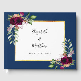 Hochzeit der Blumen der Burgunder Marine Gästebuch