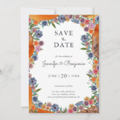 Hochzeit der Blumen-Wasserfarbe Boho Chic Widflowe Save The Date (Vorderseite)