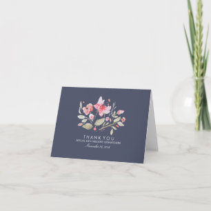 Hochzeit der Blumenmeere und der rosa Wasserfarbe  Dankeskarte