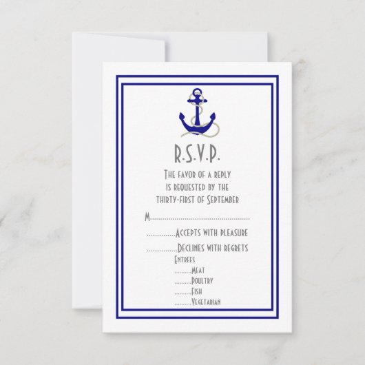 Hochzeit der Bootsanker RSVP Karte (Vorderseite)