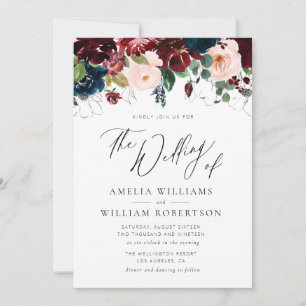 Hochzeit der Bordeaux-Marine Einladung