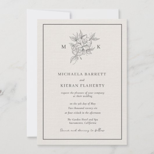 Hochzeit der Botanischen Blume Einladung (Vorderseite)