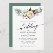 Hochzeit der botanischen Blumenkalligrafie Einladung (Vorne/Hinten)