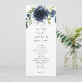 Hochzeit der botanischen Grünpflanzen in Navy Blue Programm
