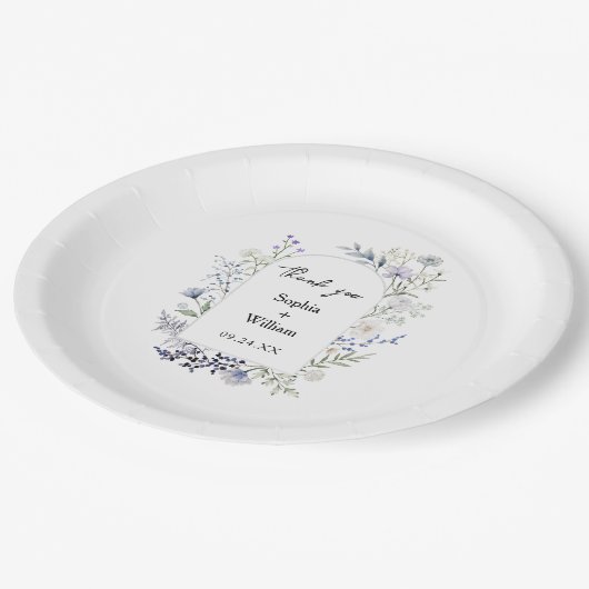 Hochzeit der botanischen Wildblume Pappteller (Schrägansicht)