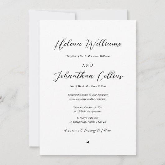 Hochzeit der Braut- und Gärenkirche mit Eltern Einladung (Vorderseite)