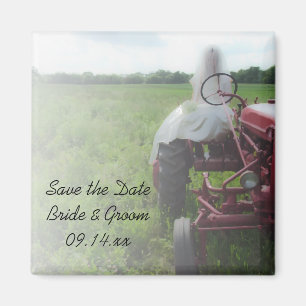 Hochzeit der Bride Farm Tractor Country Save the D Magnet