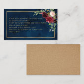 Hochzeit der Burgund-Floral-Marine wünscht sich gu Begleitkarte (Vorne/Hinten)