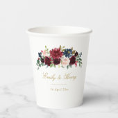 Hochzeit der Burgunder Marine Pappbecher (Rückseite)