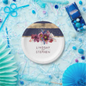 Hochzeit der Burgunder Marine und Gold Floral Stri Pappteller (Party)