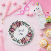 Hochzeit der Burgundy Navy und Blush Peony Pappteller (Party)