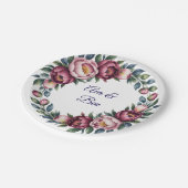 Hochzeit der Burgundy Navy und Blush Peony Pappteller (Schrägansicht)