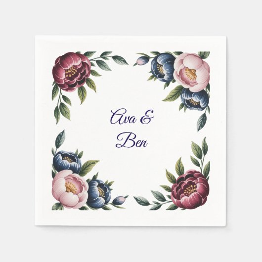 Hochzeit der Burgundy Navy und Blush Peony Serviette (Vorderseite)
