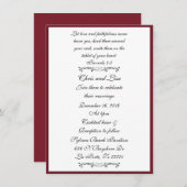Hochzeit der Deep Red Elegant Bible Scripture Einladung (Vorne/Hinten)