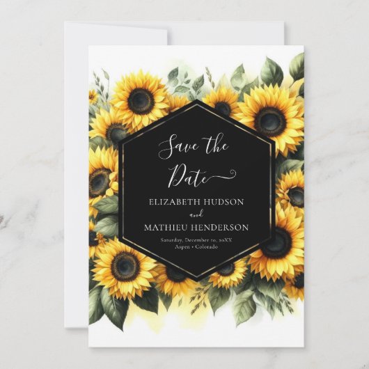 Hochzeit der Digitaldrucksonnenblume Save The Date (Vorderseite)