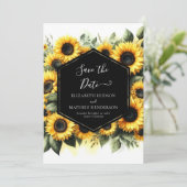 Hochzeit der Digitaldrucksonnenblume Save The Date (Stehend Vorderseite)