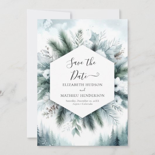 Hochzeit der digitalen Pine Save The Date (Vorderseite)