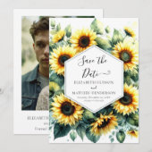 Hochzeit der digitalen Whimsical-Sonnenblume Save The Date (Vorne/Hinten)