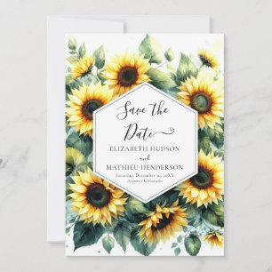 Hochzeit der digitalen Whimsical-Sonnenblume Save The Date