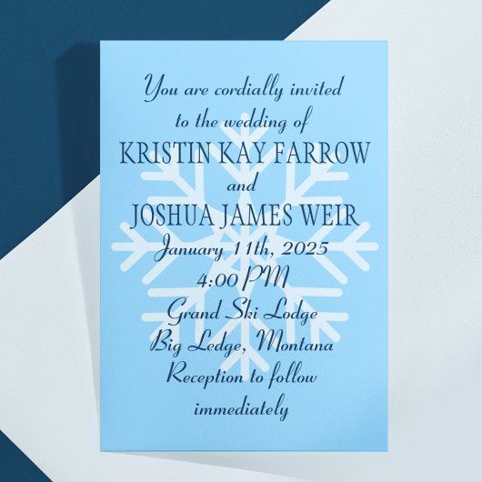 Hochzeit der Eisblauer Schneeflockenläufer Einladung