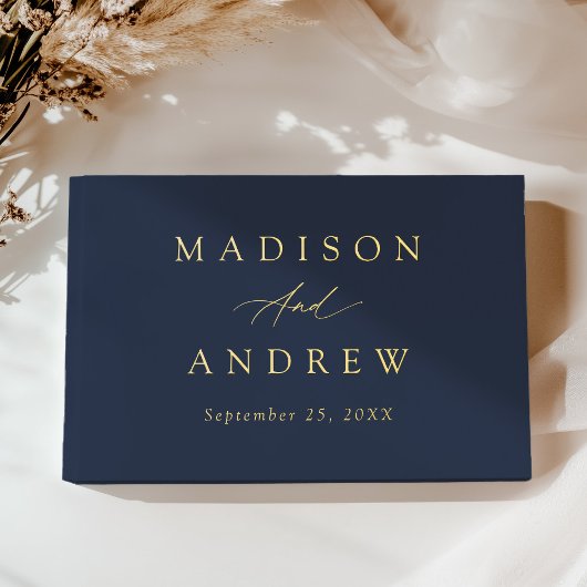 Hochzeit der Elegante Navy und Gold Foil Calligrap Gästebuch