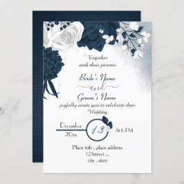 Hochzeit der eleganten marineblauen Blume Einladung