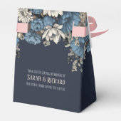 Hochzeit der Eleganten Navy-Floral-Wildblume Geschenkschachtel (Rückseite)