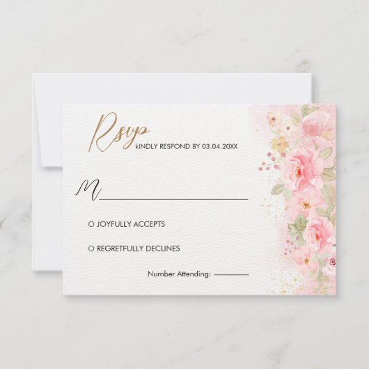 Hochzeit der eleganten Rose RSVP Karte (Vorderseite)