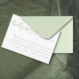 Hochzeit der eleganten Salbei-Schrift RSVP Karte