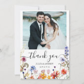 Hochzeit der eleganten Wildblume Foto Dankeskarte (Vorderseite)