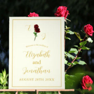 Hochzeit der Elfenbeingoldene Rose Acrylschild