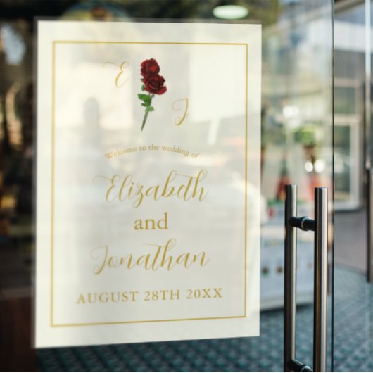 Hochzeit der Elfenbeingoldene Rose Fensteraufkleber