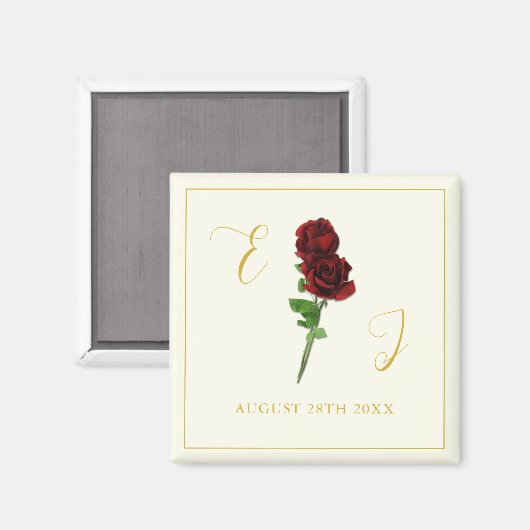 Hochzeit der Elfenbeingoldene Rose Magnet (Vorderseite/Rückseite)