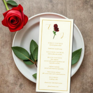 Hochzeit der Elfenbeingoldene Rose Menükarte