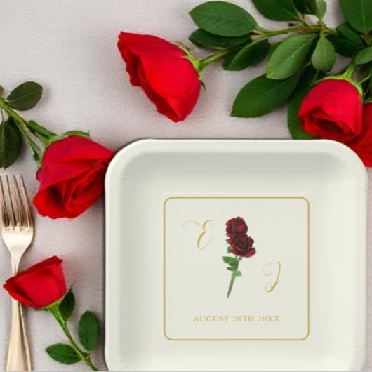 Hochzeit der Elfenbeingoldene Rose Pappteller