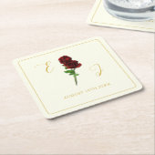 Hochzeit der Elfenbeingoldene Rose Rechteckiger Pappuntersetzer (angewinkelt)