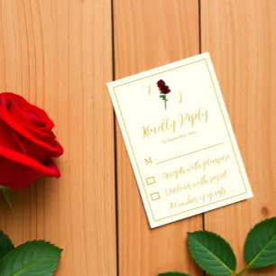 Hochzeit der Elfenbeingoldene Rose RSVP Karte