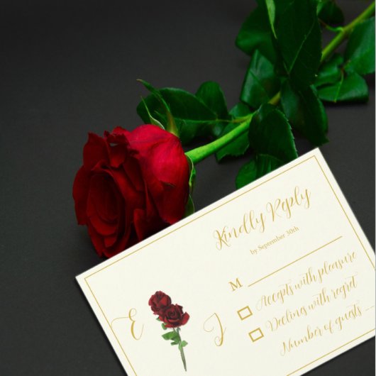 Hochzeit der Elfenbeingoldene Rose RSVP Karte